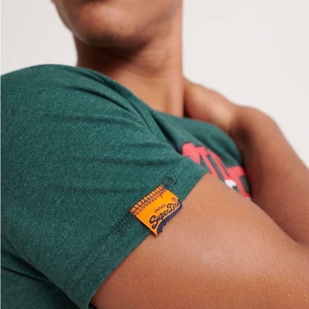 Superdry Green and Red Track Athletics Tee - Picture 2 of 11